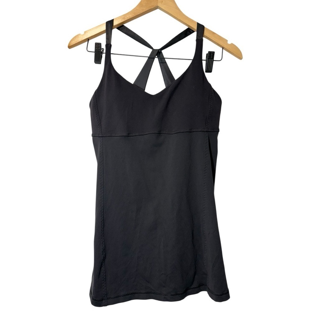 Lululemon Athletica Cross-Back Black Padded Tank Top size 8